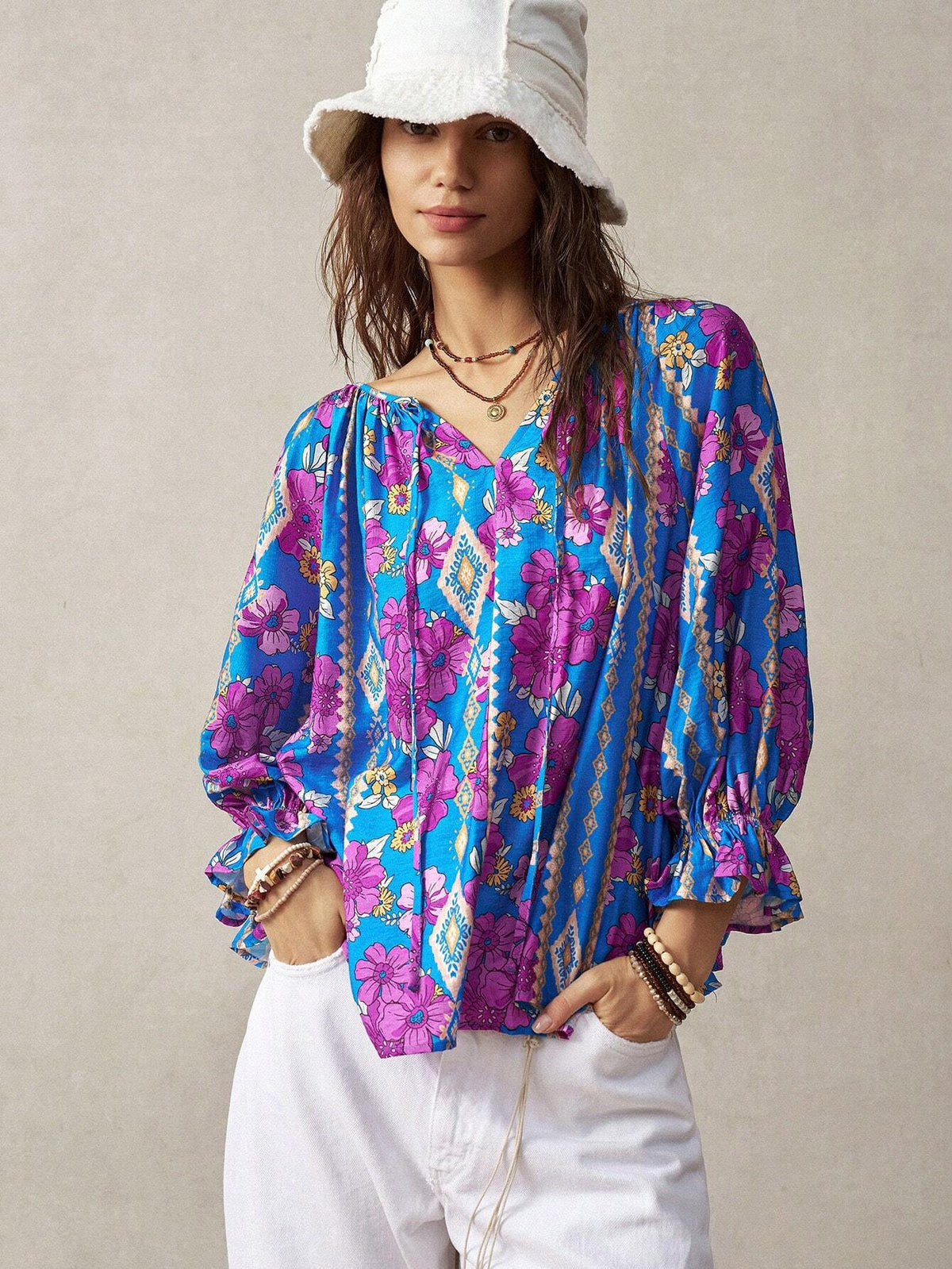 BohoFeels Vacation Floral Printed Women's Shirt In Multiple Colors
