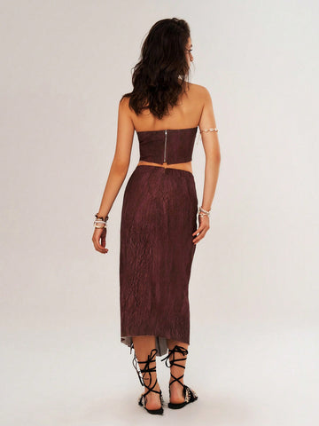 Vacation Style Women's Tie Dye Bandeau Top And Skirt Set