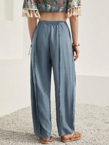 BohoFeels Women'S Elastic Waist Vacation Trousers