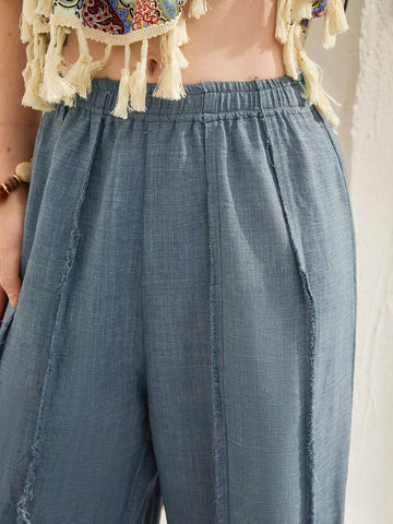 BohoFeels Women'S Elastic Waist Vacation Trousers