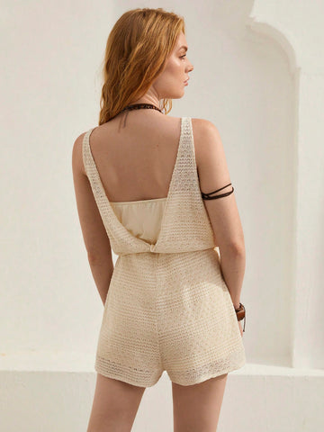 Women'S Sleeveless Jumpsuit With Waist Ties
