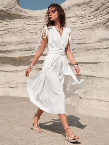 BohoFeels Women'S Vacation High Waist Slit Dress