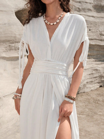 BohoFeels Women'S Vacation High Waist Slit Dress