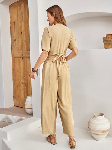 Women'S Wrap Dolman Sleeve Top And Shorts Two-Piece Set