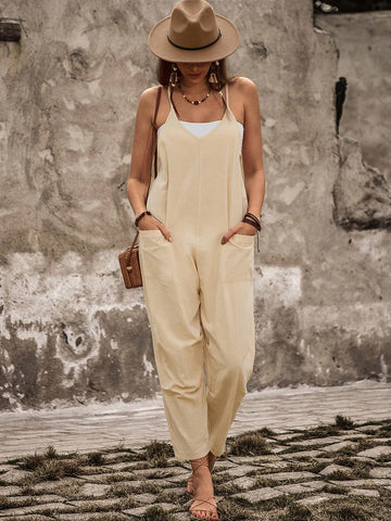 Women's Solid Color Spaghetti Strap Jumpsuit