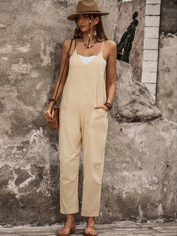 Women's Solid Color Spaghetti Strap Jumpsuit