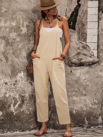 Women's Solid Color Spaghetti Strap Jumpsuit