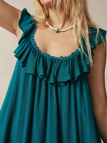 Women's Vacation Embroidered Hem Dress