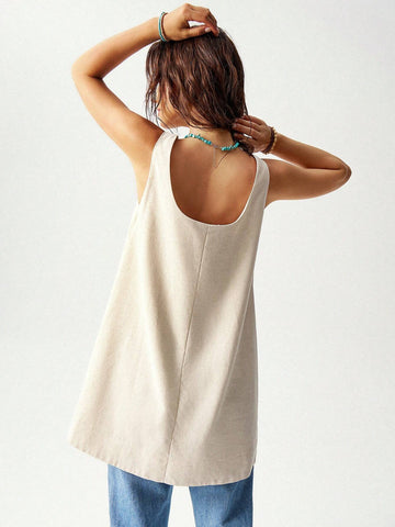 Women's Vacation Floral Embroidery Sleeveless Dress