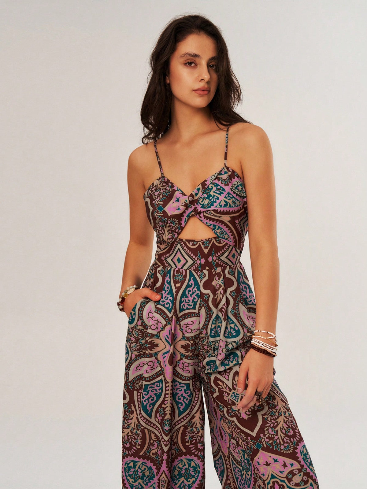 Women's Vacation Wide Leg Jumpsuit With Spaghetti Straps