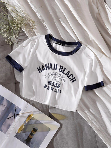 Letter Graphic Contrast Trim Tee