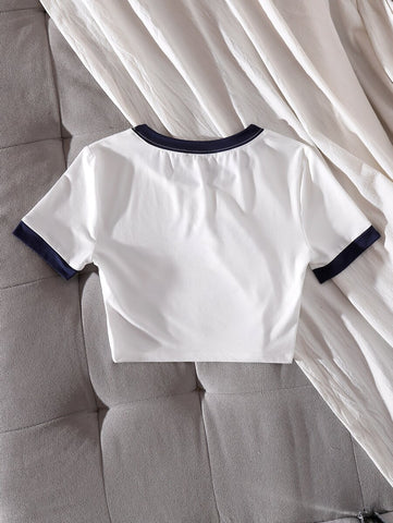 Letter Graphic Contrast Trim Tee