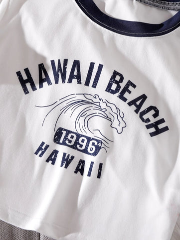 Letter Graphic Contrast Trim Tee