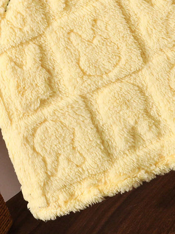 Christmas/Halloween Girls Casual White Dress, Made Of Plush Embossed Rabbit Outline Fabric, Front Rabbit Ear Plush Applique And Bow