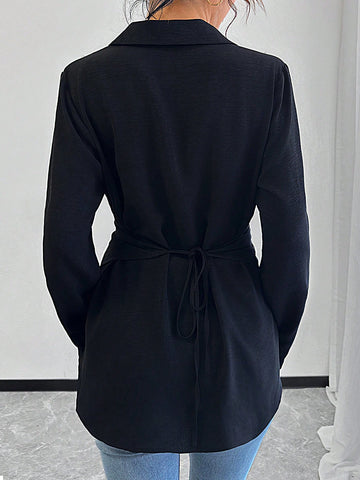 Clasi 1pc Women's Casual Front Button Long Sleeve Shirt With Pearl Buttons