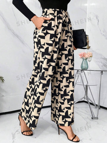 Clasi Allover Print Slant Pocket Wide Leg Pants