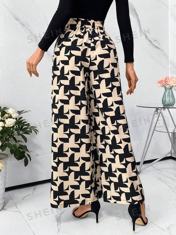 Clasi Allover Print Slant Pocket Wide Leg Pants