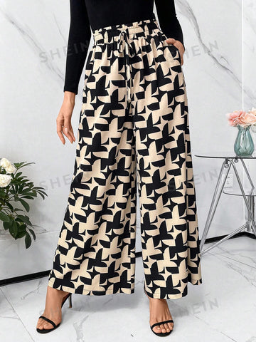 Clasi Allover Print Slant Pocket Wide Leg Pants