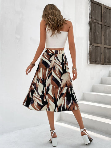 Clasi Allover Print Split Thigh Skirt