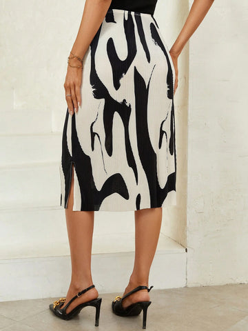 Clasi Floral Print Tie Waist A-line Skirt