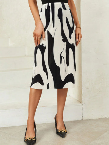 Clasi Floral Print Tie Waist A-line Skirt