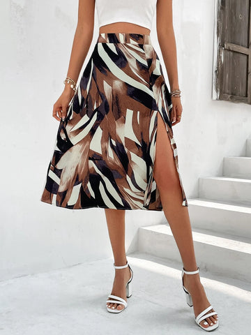 Clasi Allover Print Split Thigh Skirt