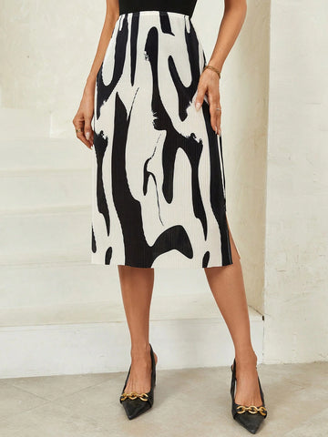 Clasi Allover Print Split Thigh Skirt