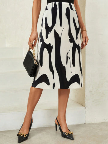 Clasi Allover Print Split Thigh Skirt