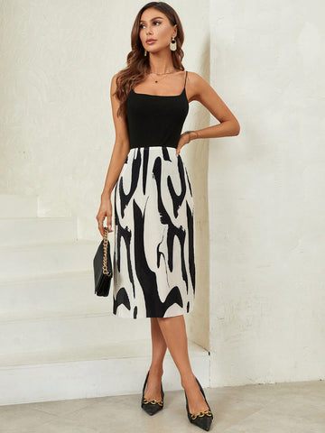 Clasi Allover Print Split Thigh Skirt