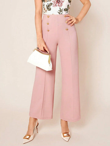 Clasi Button Detail Straight Leg Pants