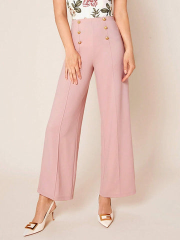 Clasi Button Detail Straight Leg Pants