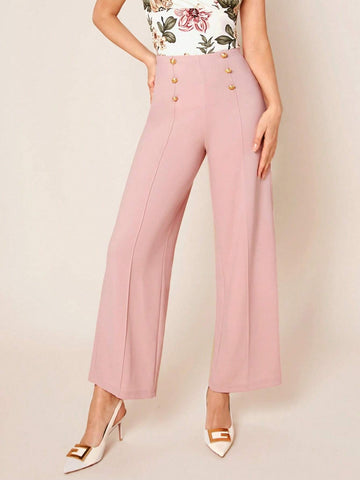 Clasi Button Detail Straight Leg Pants