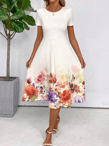 Casual All-Over Printed Women's Dress, Suitable For Summer