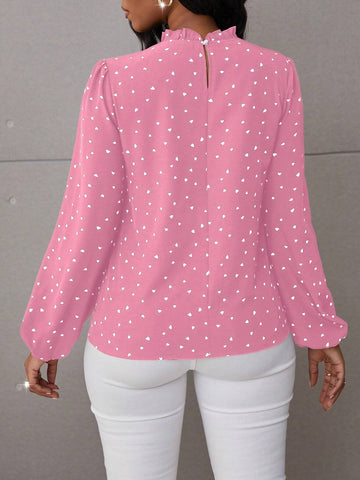 Clasi Casual Heart Print Long Sleeve Shirt, Autumn