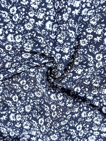 Ditsy Floral Ruffle Hem Midi Length Long Sleeve Women Dress, Elegant Resort Style