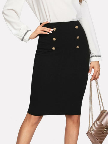 Clasi Double Button Pencil Skirt