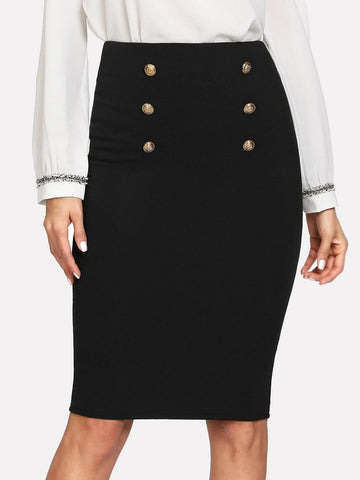 Clasi Double Button Pencil Skirt