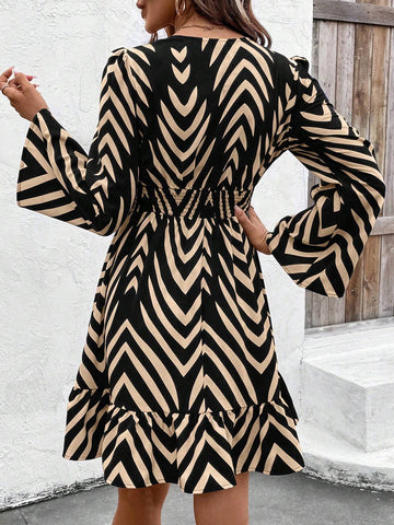 Elegant Casual Vacation Slim A-Line Mini Dress With Bell Sleeves