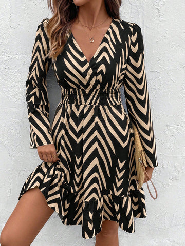 Elegant Casual Vacation Slim A-Line Mini Dress With Bell Sleeves