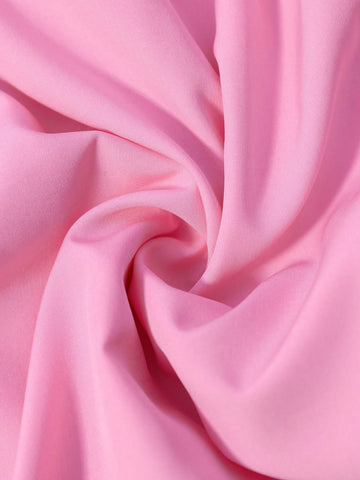 Clasi Elegant French Style Long Sleeve Shirt With Ruffle Collar, Gathered Waist And Ruffle Hem Closure, Pink Women's Blouse For Spring