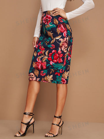 Clasi Floral Print High-Rise Pencil Skirt