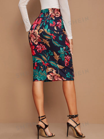Clasi Floral Print High-Rise Pencil Skirt