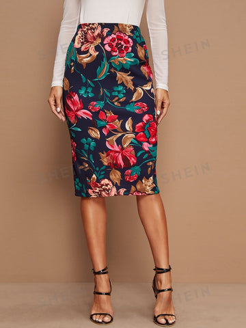 Clasi Floral Print High-Rise Pencil Skirt