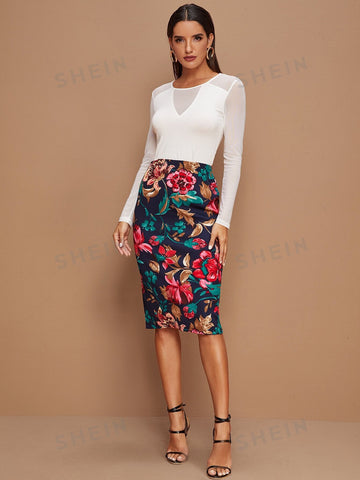 Clasi Floral Print High-Rise Pencil Skirt