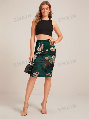 Clasi Floral Print Pencil Skirt