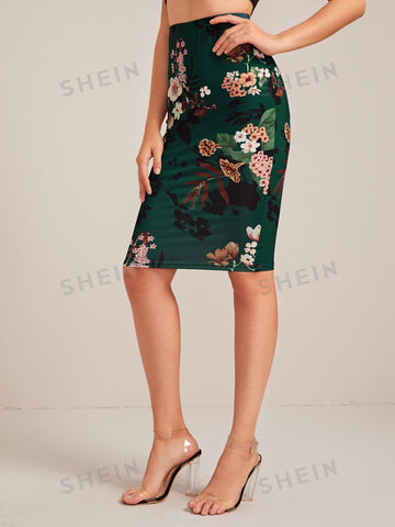 Clasi Floral Print Pencil Skirt
