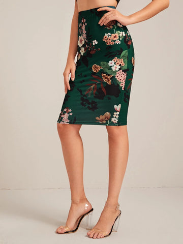 Clasi Floral Print Pencil Skirt