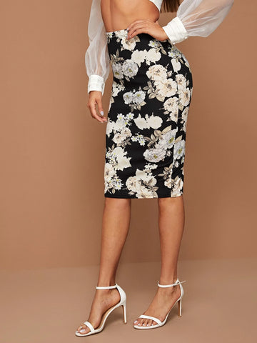 Clasi Floral Print Pencil Skirt
