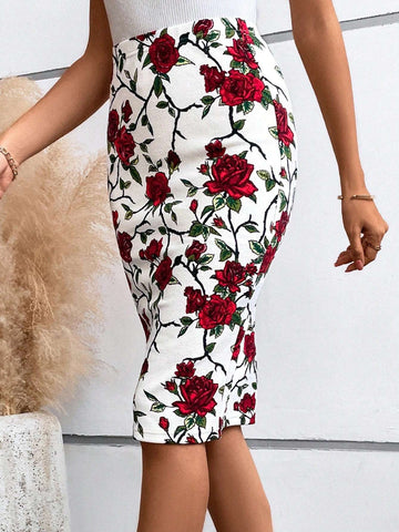 Clasi Floral Print Pencil Skirt