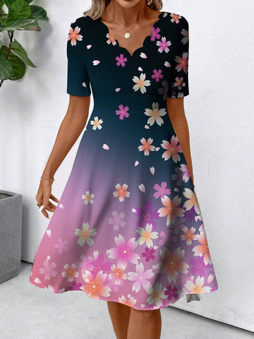 Full Printed Casual Simple Women's Summer Dress